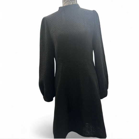 SHEIN Dresses & Skirts - Lantern Sleeve, Mock Neck Tweed Dress in Black. NWOT